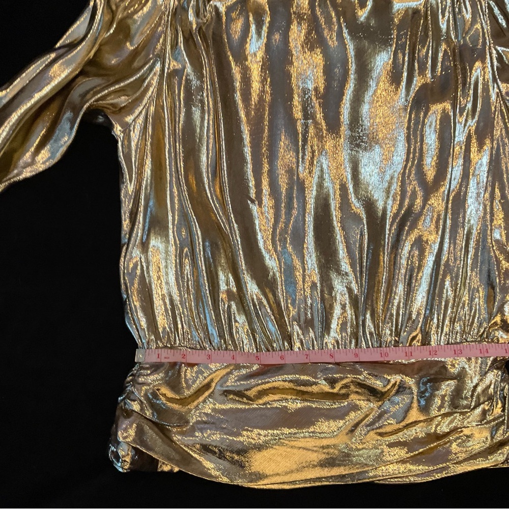Vintage Gold Metallic Mylar Evening Blouse - Picture 7 of 10